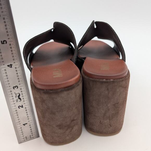 Mia Reta Platform Wedge Slide Sandal Cutouts Women's Brown Size US6 - Picture 4 of 11